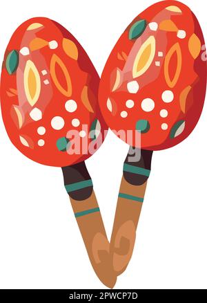 Fête amusante avec des maracas multicolores Illustration de Vecteur