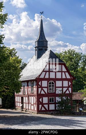 Église historique à colombages, église Niederhoerlen, musée en plein air Hessenpark, Neu-Anspach, Taunus, Hesse, Allemagne Banque D'Images