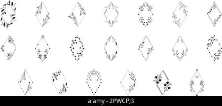Ensemble de couronnes décoratives de luxe à motif de branches dessinées à la main. Couronne de feuilles Laurel et ensemble de branches décoratives. Décor botanique composé d'herbes, de brindilles, de branches et d'éléments végétaux. Illustration vectorielle Illustration de Vecteur