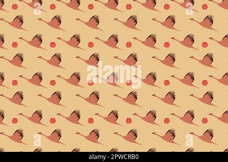 Motif sans couture avec grues chinoises et japonaises. La grue est un oiseau asiatique traditionnel et oriental. Prêt pour la moquette, la carte de vœux et le tissu. Illustration vectorielle Illustration de Vecteur