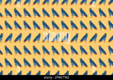 Motif égyptien antique sans couture. symboles abstraits de l'oiseau paganiste en style mural hiéroglyphique. Décoration historique égyptienne d'arrière-plan tribal. Illustration vectorielle Illustration de Vecteur