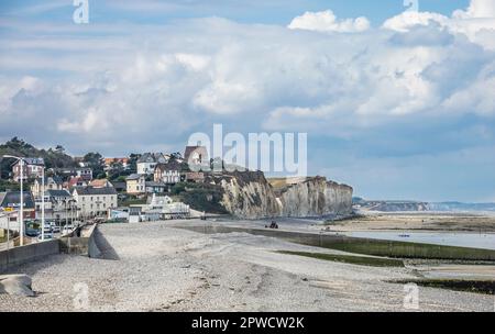 plage de Saint-Marguerite-sur-Mer, Côte d'Albâtre, Seine-Maritime, Normandie, France Banque D'Images