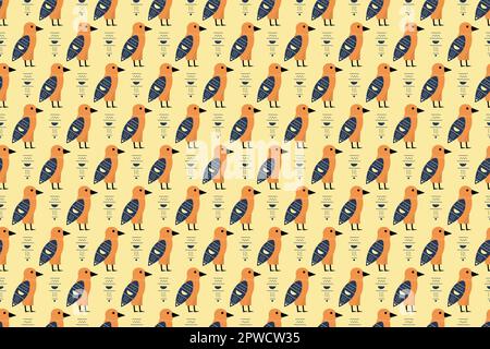 Motif égyptien antique sans couture. symboles abstraits de l'oiseau paganiste en style mural hiéroglyphique. Décoration historique égyptienne d'arrière-plan tribal. Illustration vectorielle Illustration de Vecteur