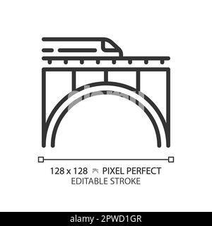 Icône linéaire Perfect pixel de pont de chemin de fer Illustration de Vecteur