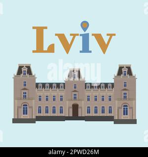 Maison Lviv, vieille ville sites d'architecture. Illustration vectorielle. Illustration de Vecteur