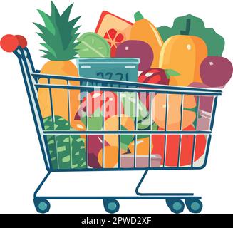 Produits d'épicerie frais pour manger sainement au supermarché Illustration de Vecteur