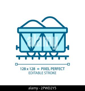 Icône de couleur RGB bleu parfait de pixel de chariot ouvert Illustration de Vecteur