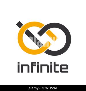 Deux anneaux formant l'infini. Infini, esprit d'équipe et concept syndical. Modèle vectoriel en orange et noir, logo Illustration de Vecteur