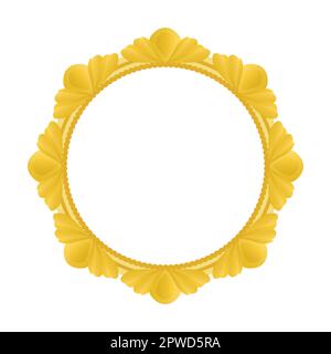 Hexagone arrondi Or ancienne frontière royale avec ornement floral pour les photos et les photos sur fond blanc. Cadre orné vide Illustration de Vecteur