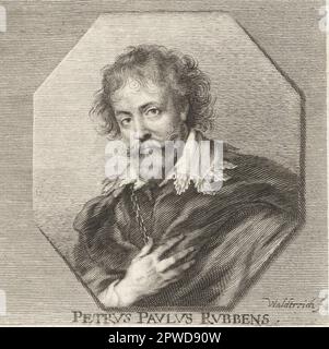 Sir Peter Paul Rubens, artiste flamand et diplomate du duché de Brabant, 1577-1640. L'artiste le plus influent de la tradition baroque flamande. Petrus Paulus Rubbens. Gravure sur plaque de coperplate par Johann Georg Waldreich d'après une illustration de Joachim von Sandrart de son Académie Todesca, della Architectura, Scucultura & Pittura, oder Teutsche Academie, der Edlen Bau- Bild- und Mahlerey-Kunste, Académie allemande d'architecture, Sculpture et peinture, Jacob von Sandrart, Nuremberg, 1675. Banque D'Images