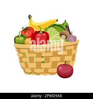 Illustration des légumes frais dans le panier vectoriel Illustration de Vecteur