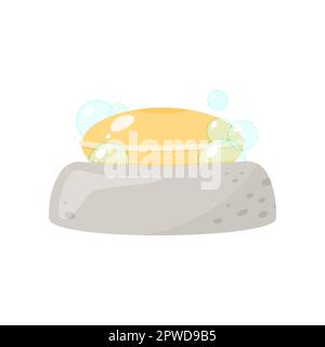 Illustration d'un savon écologique avec mousse dans un porte-savon Illustration de Vecteur