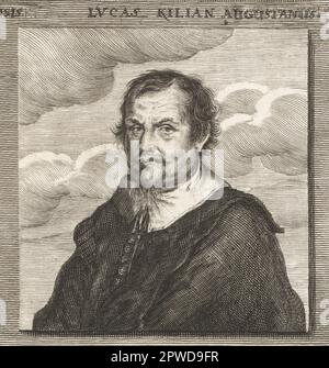 Lucas Kilian, graveur allemand, 1579-1637. Fils de Bartholomaus Kilian, neveu de Philipp Kilian, de la famille Kilian de graveurs à Augsbourg. Lucas Kilian Augusteus. Gravure sur plaque après une illustration de Joachim von Sandrat de son Academia Todesca, della Architectura, Scucultura & Pittura, oder Teutsche Academie, der Edlen Bau- Bild- und Mahlerey-Kunste, Académie allemande d’architecture, de sculpture et de peinture, Jacob von Sandrart, Nuremberg, 1675. Banque D'Images