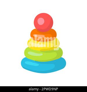 Pyramide de jouets en plastique coloré pour l'illustration vectorielle pour enfants Illustration de Vecteur