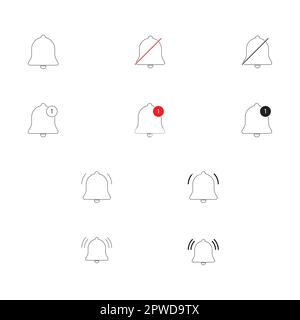 Icône de notification définie Illustration de Vecteur