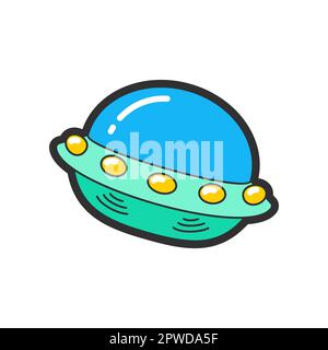 Logo tendance ou badge d'illustration d'un vaisseau spatial extraterrestre Illustration de Vecteur