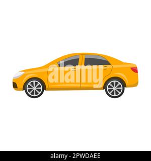 Berline jaune illustration du vecteur de voiture. Conception de la voiture, vue latérale du modèle à hayon, berline, coupé, vus, pick-up isolée sur fond blanc Illustration de Vecteur