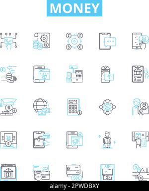 Jeu d'icônes de ligne de vecteur d'argent. Espèces, fonds, richesses, devise, capital, L'illustration richesse, pâte présente des symboles et des signes conceptuels Illustration de Vecteur