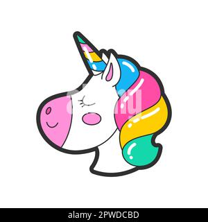 Logo tendance ou badge de l'illustration unicorn Illustration de Vecteur