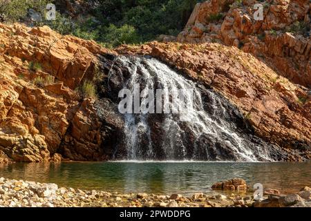 Cascade au trou d'eau de Crocodile Creek, Kimberley Coast, Australie occidentale Banque D'Images