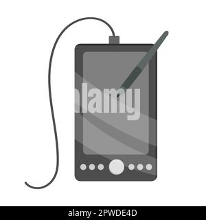 Tablette numérique avec stylo électronique pour le dessin, différents art fournit l'illustration vectorielle. Outils et équipements pour la peinture et le dessin Illustration de Vecteur