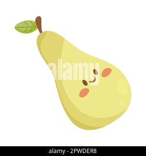 Poire drôle avec visage souriant dessin animé Illustration de Vecteur