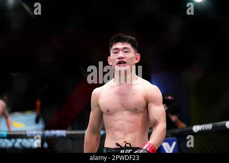 29 avril 2023, Las Vegas, Nevada, LAS VEGAS, NV, Etats-Unis: LAS VEGAS, NV - 29 avril: Song Yadong dans un combat de poids-de-mante à UFC Apex pour la nuit de combat de UFC - Song v Simon on 29 avril 2023 à Las Vegas, NV, Etats-Unis. (Credit image: © Louis Grasse/PX Imagens via ZUMA Press Wire) USAGE ÉDITORIAL SEULEMENT! Non destiné À un usage commercial ! Crédit : ZUMA Press, Inc./Alay Live News Banque D'Images