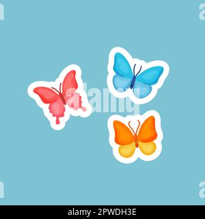 Badge rétro hippie avec illustration vectorielle papillons Illustration de Vecteur