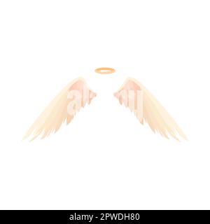 Ailes ange blanches et illustration vectorielle plate halo Illustration de Vecteur