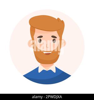 Homme heureux avec des cheveux rouges et avatar de barbe dessin animé illustration Illustration de Vecteur