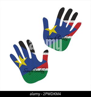 Illustration vectorielle dessinée à la main avec motif drapeau sud-soudanais idéal pour la conception d'affiches, de magazines et de vêtements Illustration de Vecteur