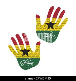 Illustration vectorielle dessinée à la main avec motif drapeau du ghana, idéale pour la conception d'affiches, de magazines et de vêtements Illustration de Vecteur