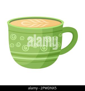 Boisson chaude dans une tasse avec illustration vectorielle en mousse décorative. Tasse avec décorations de Noël pour une atmosphère chaleureuse, boisson chaude isolée sur fond blanc Illustration de Vecteur