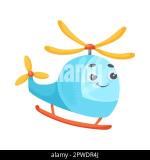 Illustration de dessin animé d'hélicoptère bleu mignon Illustration de Vecteur