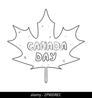 Fête du Canada en style de caniche dessinées à la main. Illustration vectorielle isolée sur blanc. Page de coloriage Illustration de Vecteur