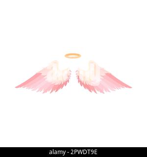 Grandes ailes roses et illustration vectorielle plate halo Illustration de Vecteur