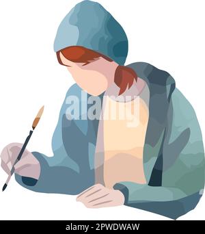 Un homme d'affaires assis, tenant une brosse à peinture Illustration de Vecteur