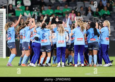 Sydney, Australie. 30th avril 2023. Le FC de Sydney célèbre la victoire de la finale lors de la Grande finale Liberty A League 2023 entre Western United FC Women et Sydney FC Women au CommBank Stadium, Sydney, Australie, le 30 avril 2023. Photo de Peter Dovgan. Utilisation éditoriale uniquement, licence requise pour une utilisation commerciale. Aucune utilisation dans les Paris, les jeux ou les publications d'un seul club/ligue/joueur. Crédit : UK Sports pics Ltd/Alay Live News Banque D'Images