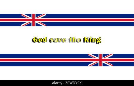 Drapeau britannique et Dieu sauvent le roi, hymne du royaume-uni adressé au roi charles iii Qui sera chanté de la couronnement aux Jeux olympiques. Banque D'Images
