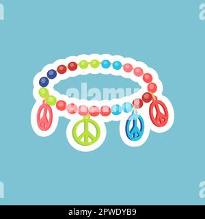 Badge rétro hippie avec illustration vectorielle de bracelet Illustration de Vecteur