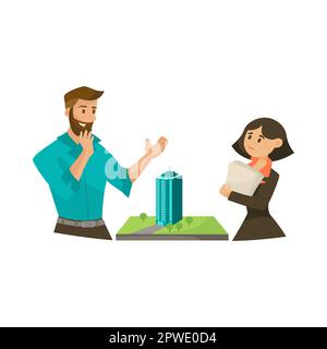 Les gens discutent de l'illustration vectorielle de la construction de bureaux Illustration de Vecteur