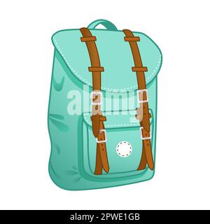 Illustration vectorielle d'un sac à dos en style dessin animé. Icône sac à dos turquoise Illustration de Vecteur