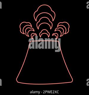 Néons Volcano activité avec fumée éruption concept pollution naturelle problème de nuage catastrophe volcanique paysage de montagne éruption de poussière tremblement de terre Illustration de Vecteur