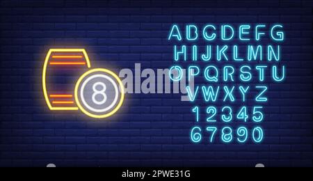 Neon icon of bingo kegs Illustration de Vecteur