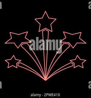 Hommage aux néons avec étoiles feu rouge étoilé illustration vectorielle de couleur image lumière plate de style Illustration de Vecteur