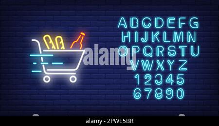 Icône néon de la livraison de nourriture Illustration de Vecteur