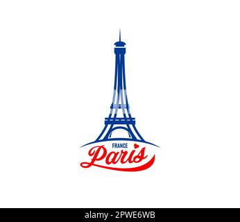 Paris Tour Eiffel emblème simple. Architecture de renommée européenne, tour Eiffel de la ville française ou icône de vecteur historique de la France. Paris voyage romantique Illustration de Vecteur