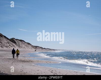 Spaziergänger an der Nordsee à Westjütland, Walkers au bord de la mer du Nord dans le Jutland occidental Banque D'Images