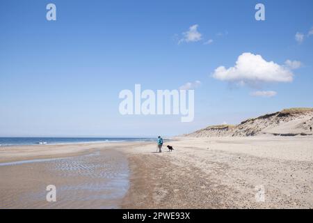 Spaziergänger am Meer, Spaziergänger mit Hund am Meer, Walkers au bord de la mer, marcheurs avec le chien au bord de la mer Banque D'Images