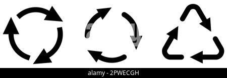Trois flèches arrondies formant un cercle et un triangle - simple cycle ou icône de changement Illustration de Vecteur